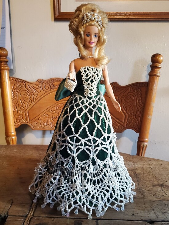 Mattel Other - Vintage Barbie With Custom-made Beaded Gown And Accessories